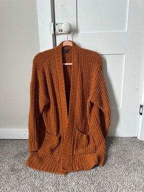 American Eagle Outfitters Chunky Open-Front Cardigan in Rust